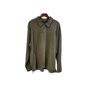 Men Brooks Brothers Dark Grey Long Sleave Collard Sweater With 1/4 Zip. Size 2xl